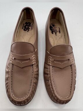 SAS Tripad Comfort Beige Classic Low Wedge Penny Loafers 10 1/2 S/N Leather READ